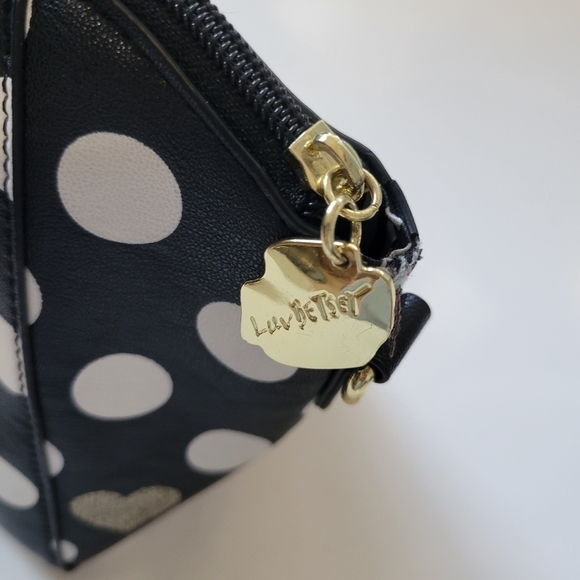 Luv Betsy by Betsy Johnson Polka-dot Heart Mini Bag Handbag Black - Picture 7 of 13